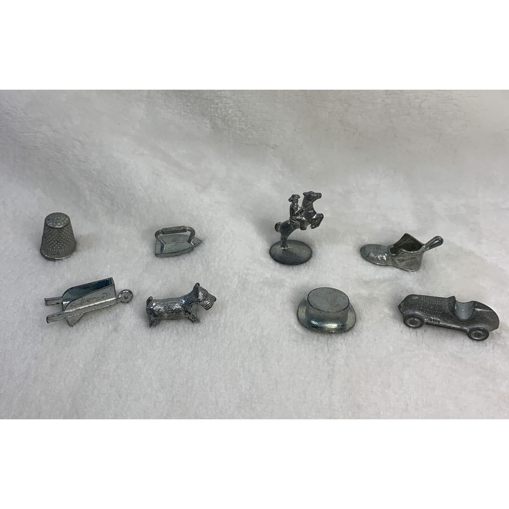 Lot of 8 Pcs Vintage Monopoly Game Pieces Metal Replacement Parts Tokens 1961?